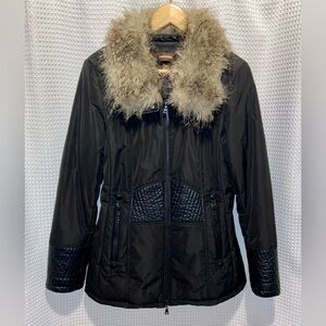 DANIER black insulated Jacket with quilted leather accents size medium‎